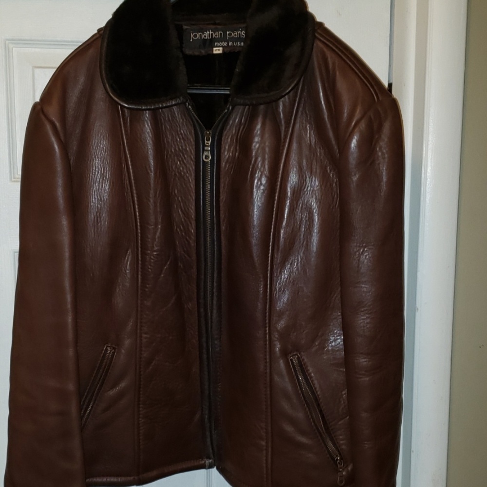 Brown leather jacket